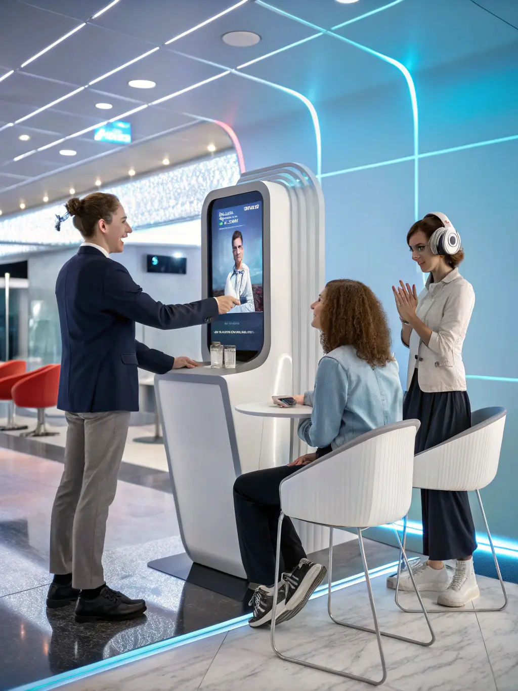 A graphic depicting automated customer service interactions powered by AI, showing efficient and effective resolution of customer issues for AI ExpertConsult.