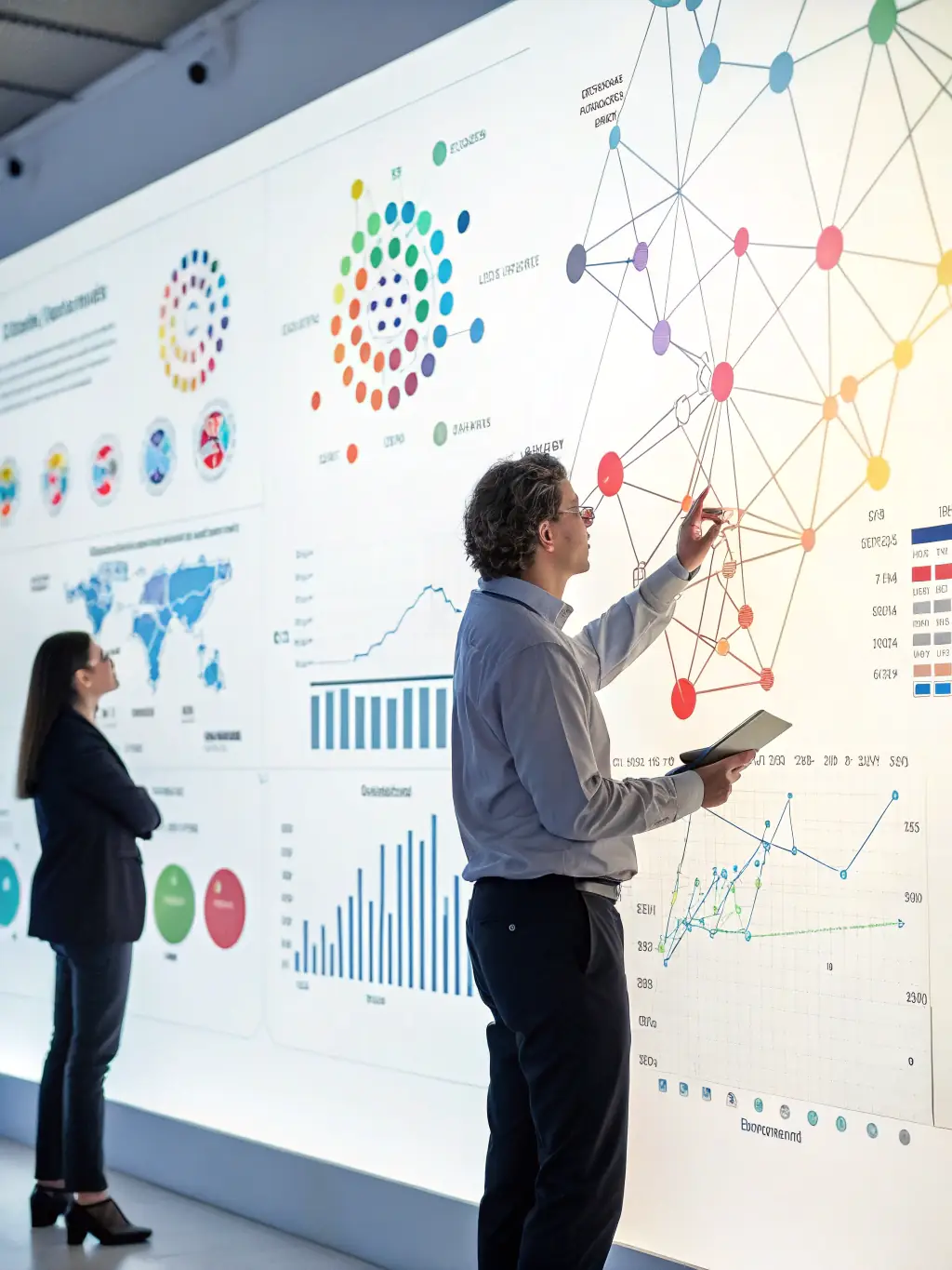 A detailed image of a neural network analyzing customer data, highlighting key patterns and insights related to churn prediction for AI ExpertConsult.
